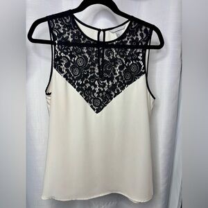 H&M Black Lace and Cream Sleeveless Top